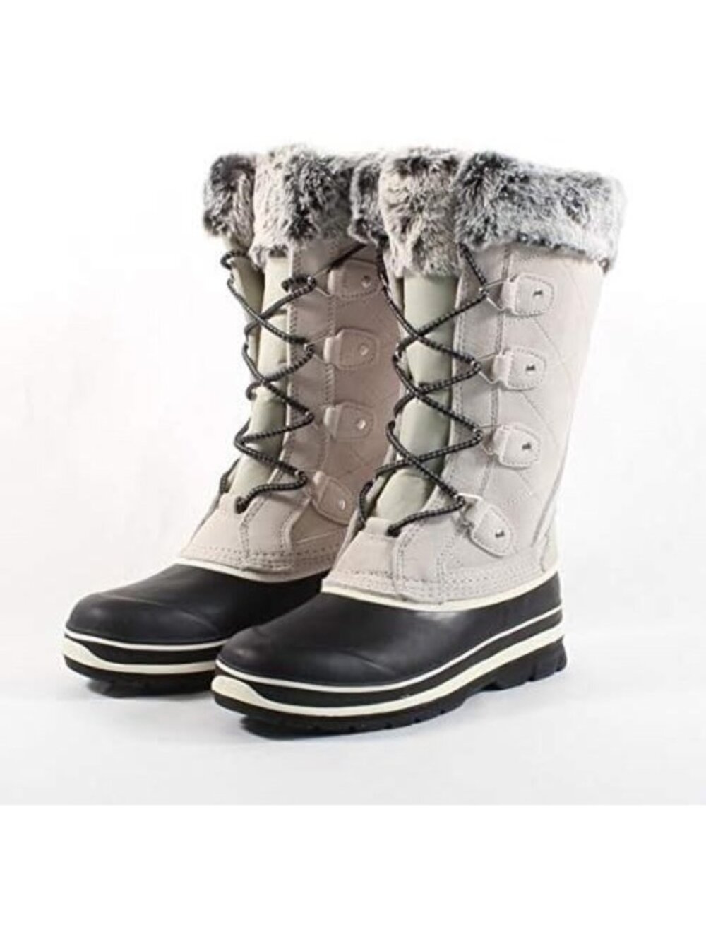 Khombu Women's Emily Grey Snow Duck Boots Leather Insulated Size 9 NIB
